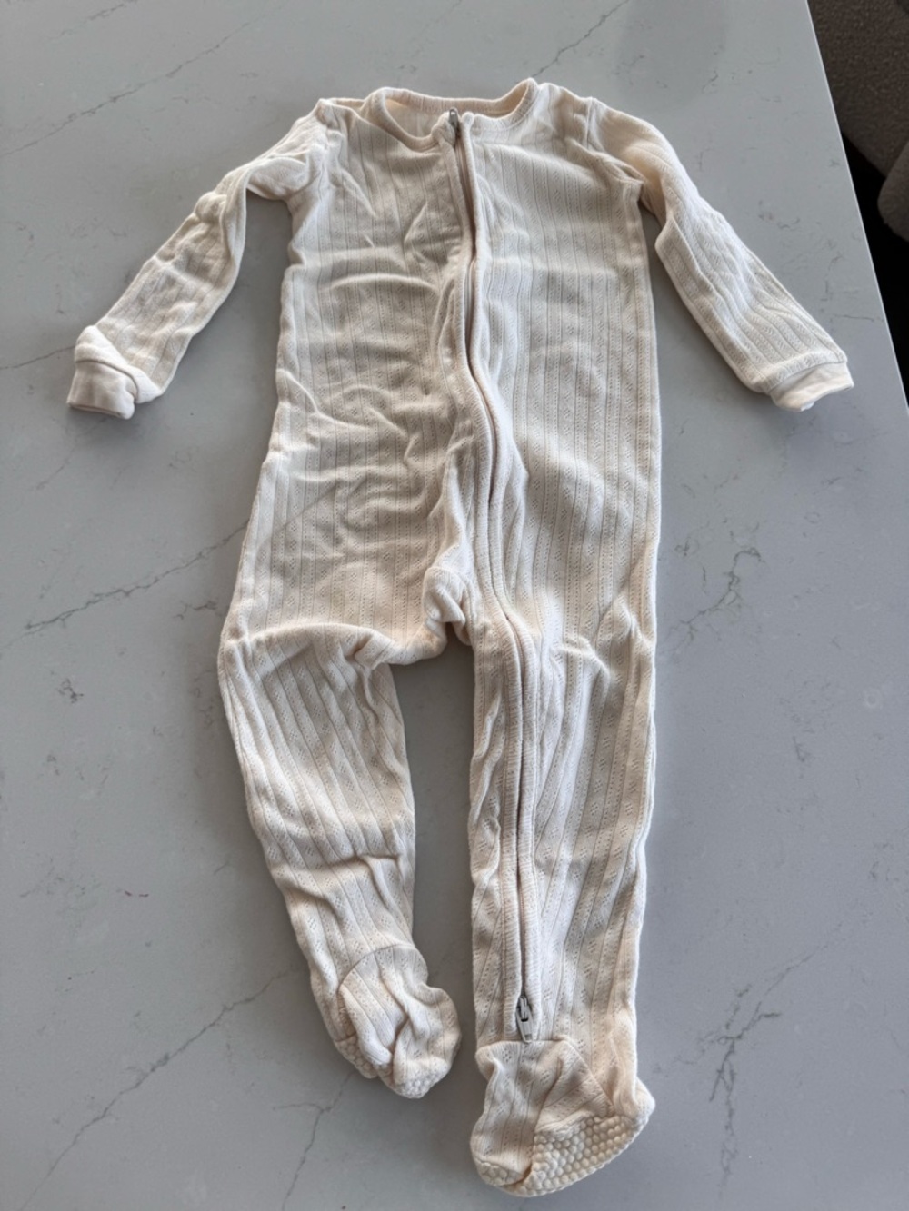 Colored Organics Cream Footed Bi-Zipper Sleeper